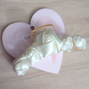 True Love Satin Ribbon Roses Hair Clip Claw Accessory Y2K Floral Romantic